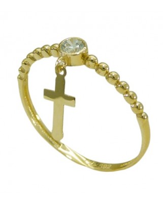 SORTIJA CIRCONITA Y CRUZ.