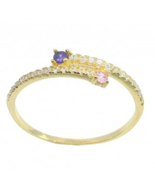 SORTIJA CIRCONITAS COLOR TOPACIO,ROSA Y BLANCO.