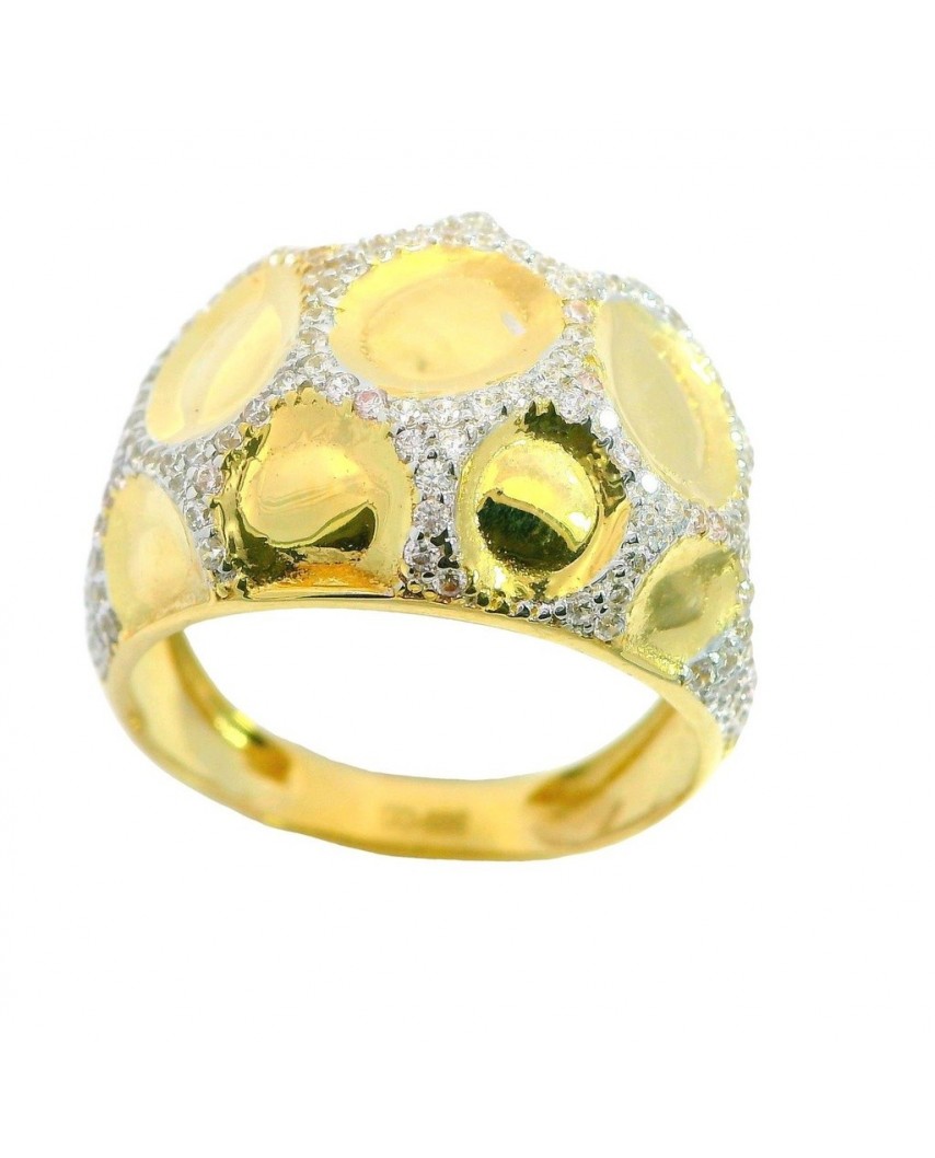 SORTIJA CON CIRCONITAS FORMA CÍRCULOS.CABEZA DE 15MM.