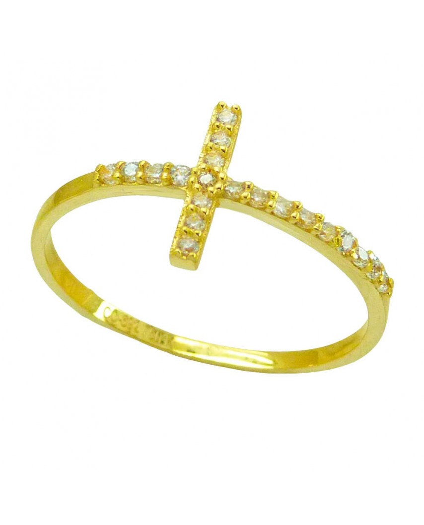 SORTIJA CON CIRCONITAS FORMA DE CRUZ.CUERPO 1MM.