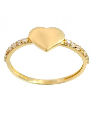 SORTIJA CORAZON LISO CON BRAZO DE PIEDRAS