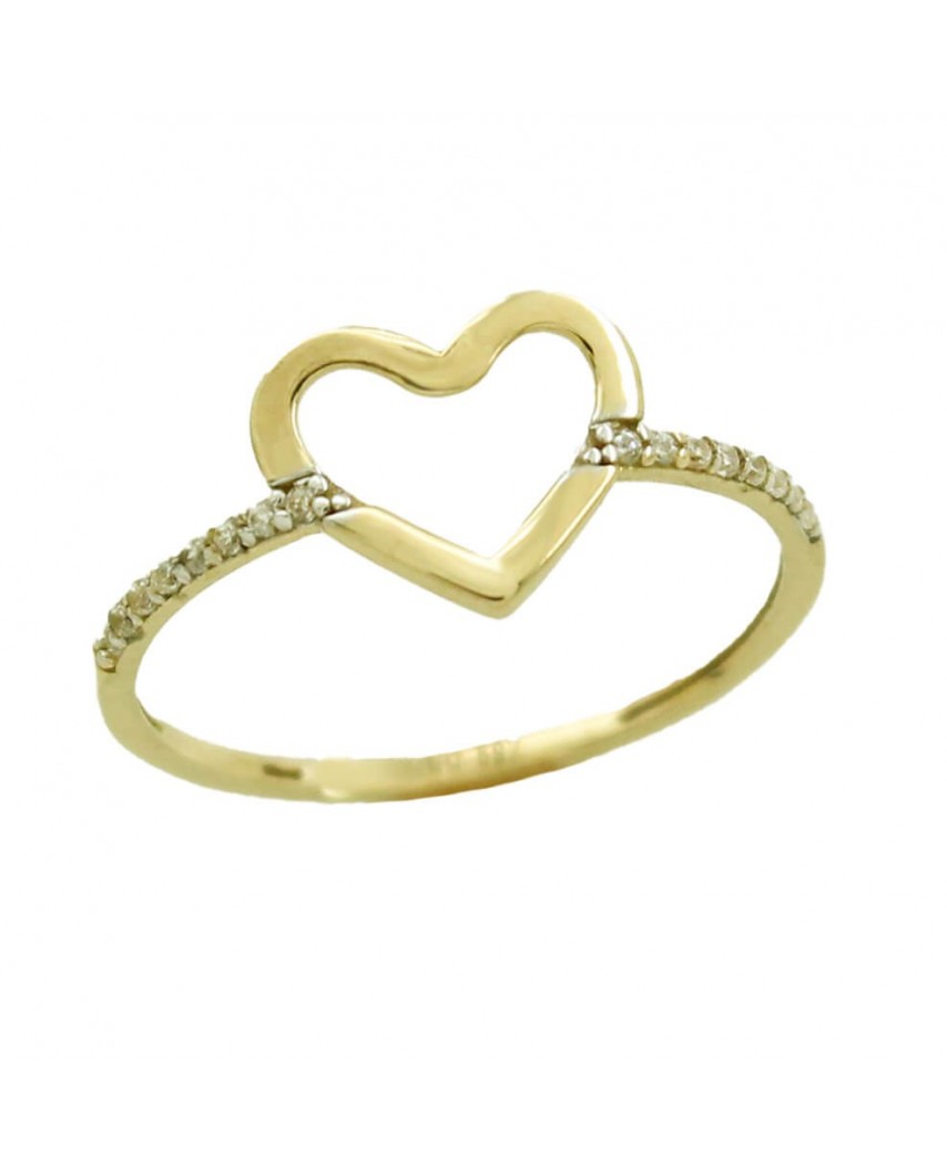 SORTIJA CORAZÓN CALADO Y CIRCONITAS.