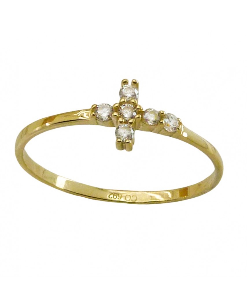 SORTIJA CRUZ PIEDRAS FUNDIDA