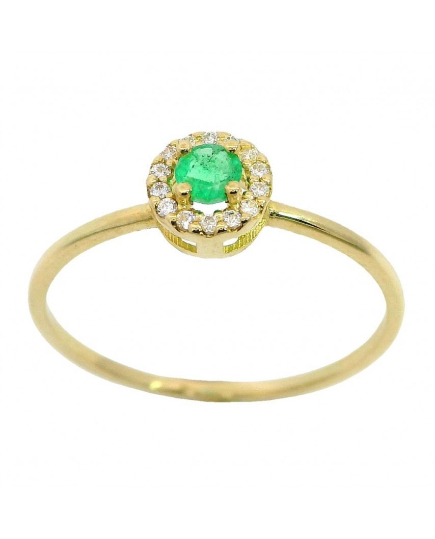 SORTIJA CUAJO 5MM.ESMERALDA DE 3MM Y CIRCONITAS.