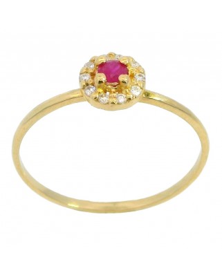 SORTIJA CUAJO RUBÍ 2.5MM 10 BRILLANTES 1MM H-SI 0.07 CT