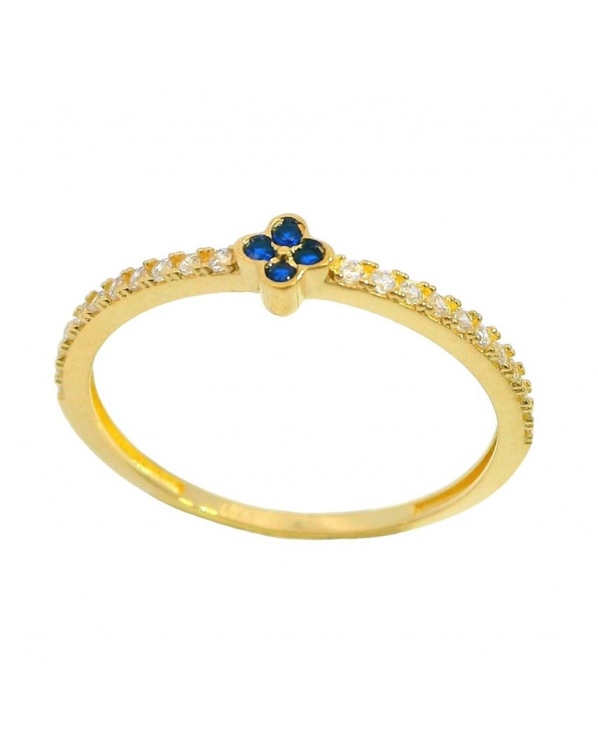 SORTIJA CUATREBOL AZUL CON CIRCONITAS