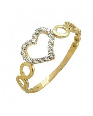 SORTIJA CÍRCULOS Y CORAZÓN CON CIRCONITAS.