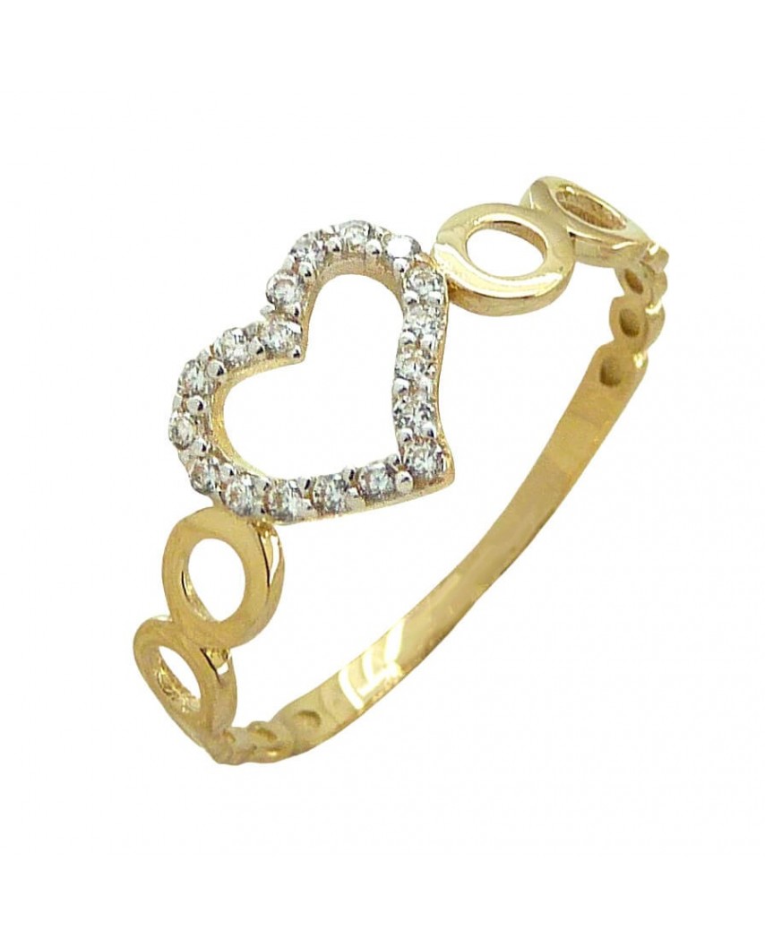 SORTIJA CÍRCULOS Y CORAZÓN CON CIRCONITAS.