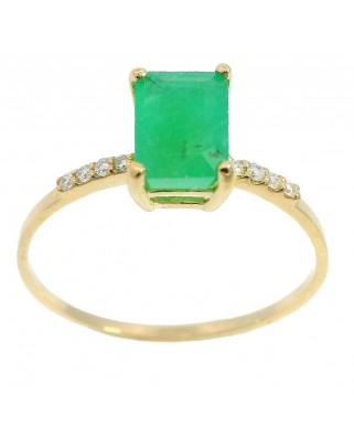 SORTIJA ESMERALDA 7x5MM 1.10 CT 8 BRILLANTES1MM H-SI-0.06CT