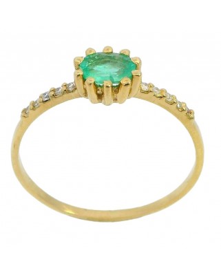 SORTIJA ESMERALDA OVAL  5x4MM 10 BRILLANTES  1MM H-SI 0.07 CT