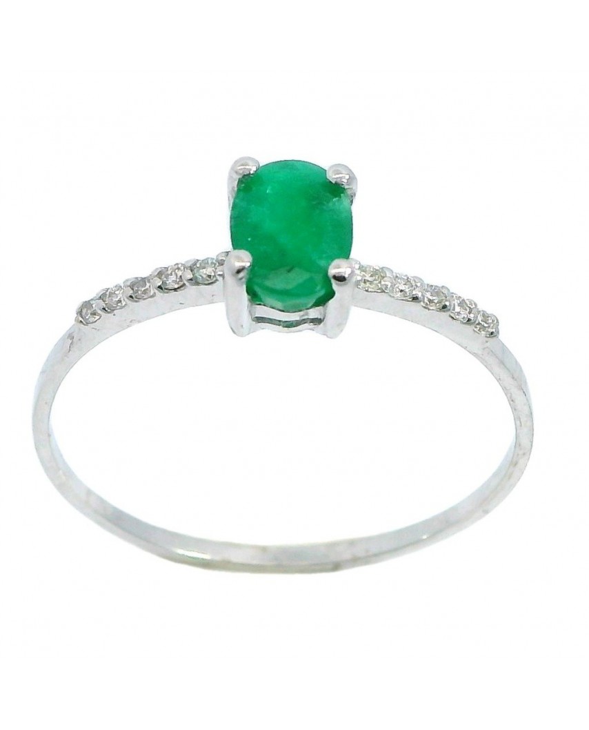 SORTIJA ESMERALDA OVAL 6x4 10 BRILLANTES 1MM H-SI 0.07 CT