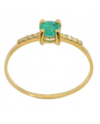 SORTIJA ESMERALDA REDONDA 4MM 8 BRILLANTES 1MM H-SI 0.06 CT