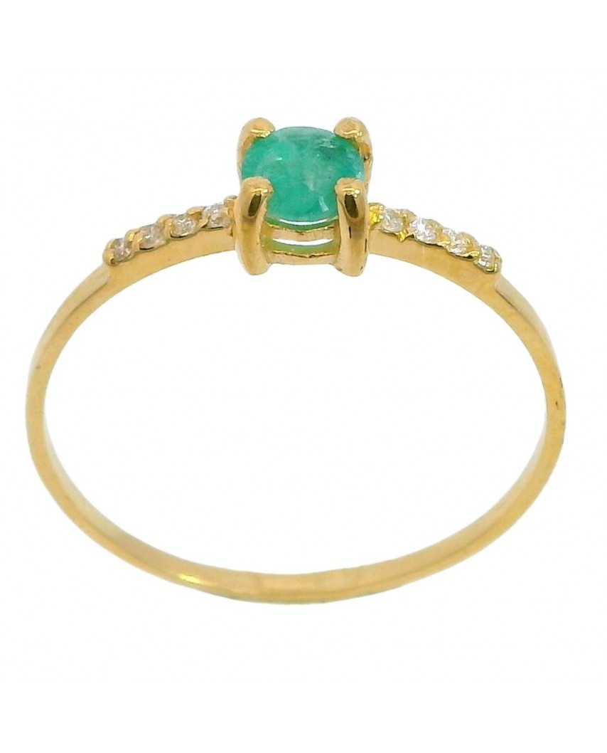 SORTIJA ESMERALDA REDONDA 4MM 8 BRILLANTES 1MM H-SI 0.06 CT