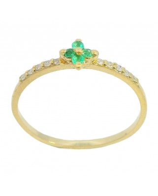 SORTIJA ESMERALDAS DE  1.5MM 10 BRILLANTES 1MM H-SI 0.07 CT