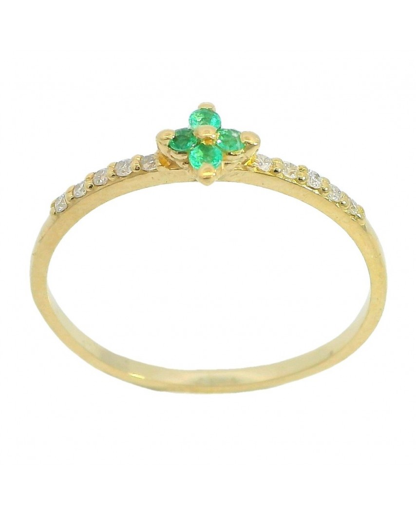 SORTIJA ESMERALDAS DE  1.5MM 10 BRILLANTES 1MM H-SI 0.07 CT