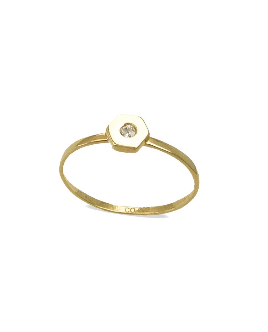 SORTIJA HEXAGONO PIEDRA FUNDIDO