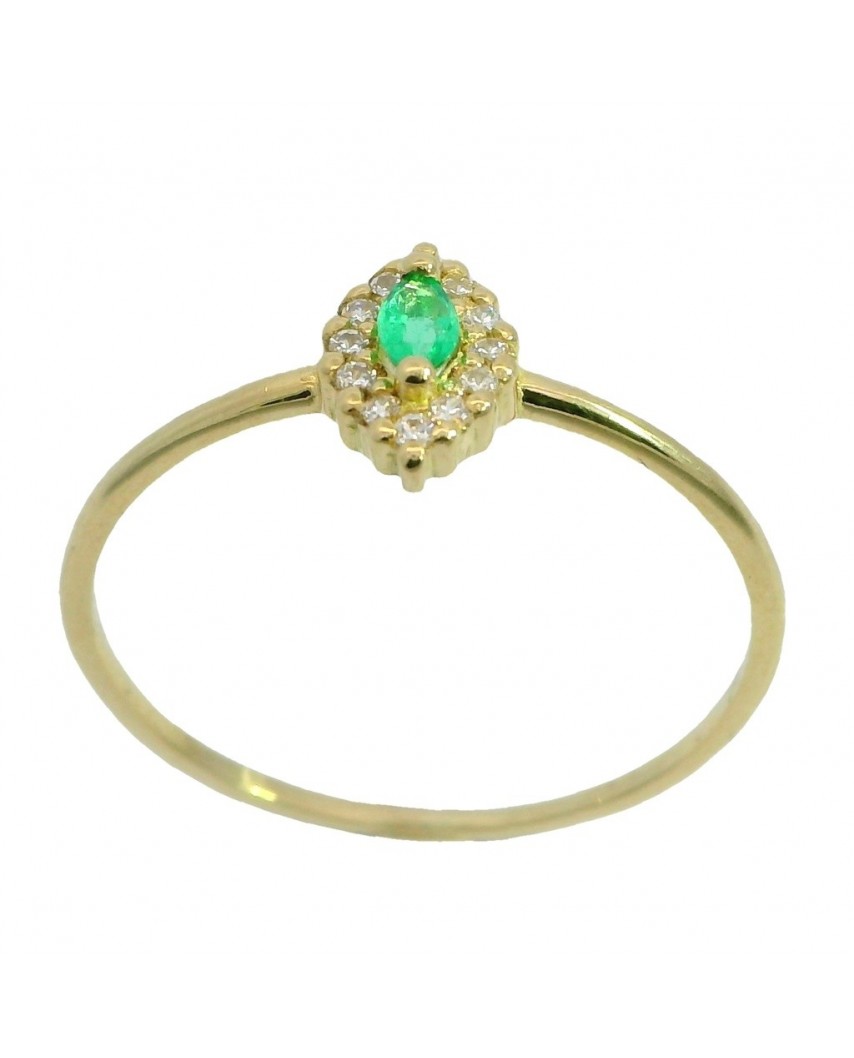 SORTIJA LANZADERA 8x5MM. ESMERALDA 3x2MM Y CIRCONITAS.