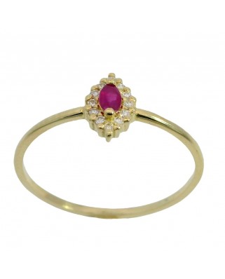 SORTIJA LANZADERA 8x5MM. RUBI 3x2MM Y CIRCONITAS.