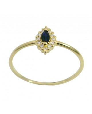 SORTIJA LANZADERA 8x5MM. ZAFIRO 3x2MM Y CIRCONITAS.