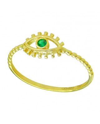 SORTIJA OJO TURCO CON CIRCONITA VERDE.