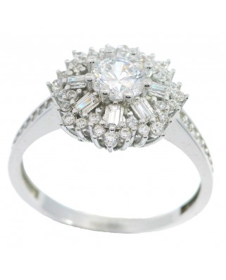 SORTIJA ORO BLANCO ORLAS PIEDRAS BAGUES CON PIEDRA CENTRAL