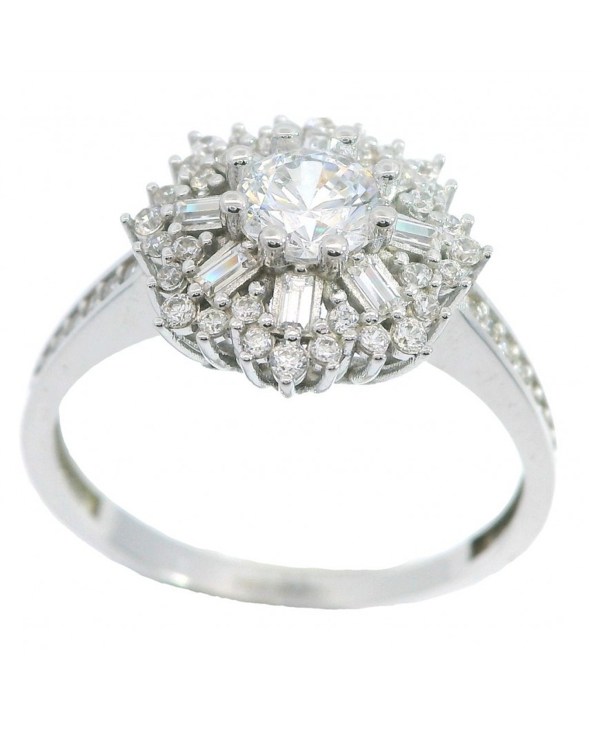 SORTIJA ORO BLANCO ORLAS PIEDRAS BAGUES CON PIEDRA CENTRAL