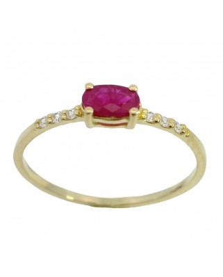SORTIJA OVAL  PIEDRA RUBI 5x3MM