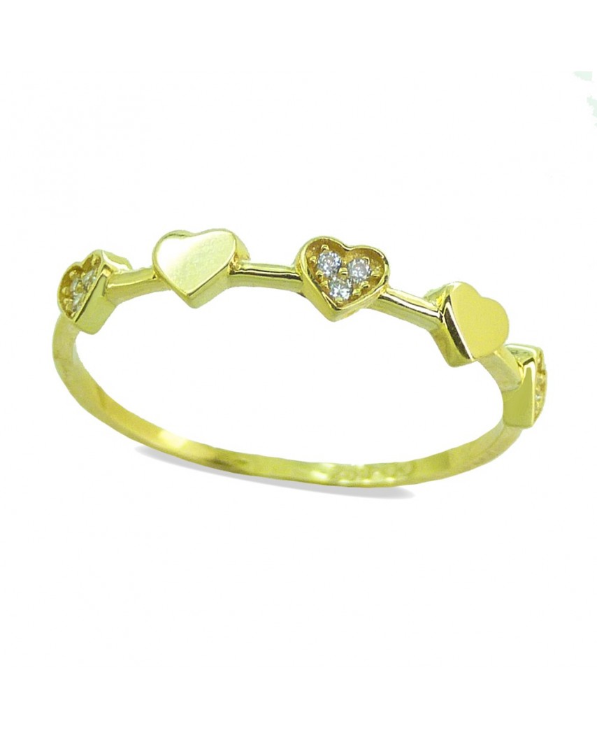 SORTIJA PIEDRAS CORAZONES FUNDIDA OA