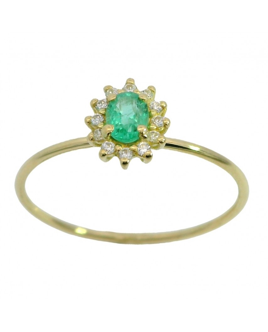 SORTIJA ROSETON  ESMERALDA DE  4x3MM Y CIRCONITAS