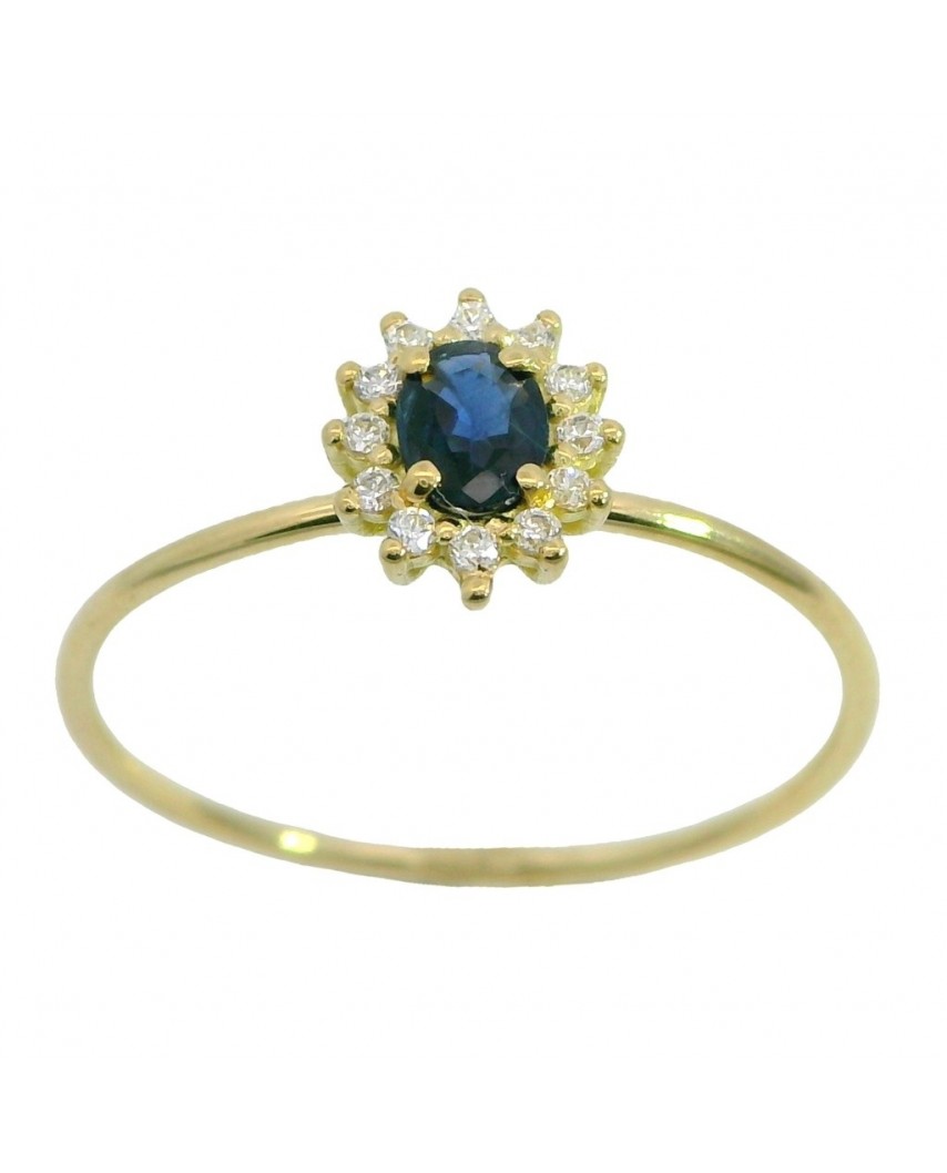 SORTIJA ROSETON  ZAFIRO DE  4x3MM Y CIRCONITAS.