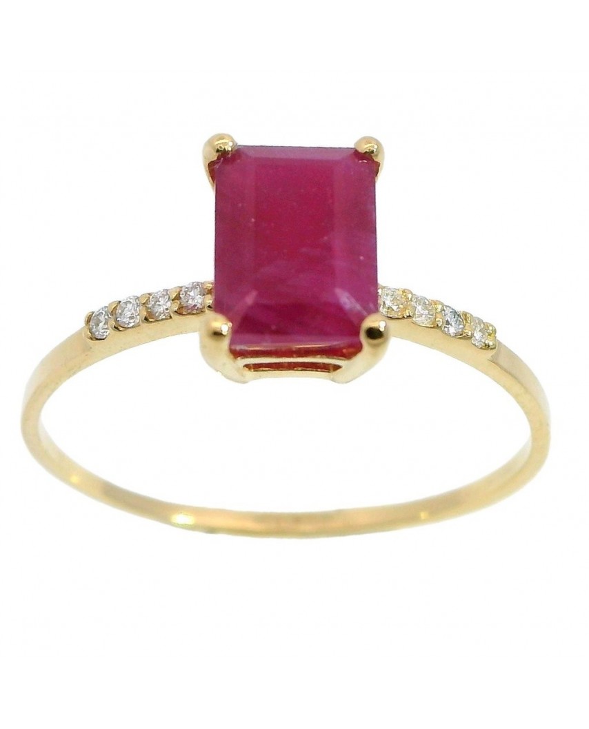 SORTIJA RUBI 7x5MM 0.98 CT 8 BRILLANTE 1MM H-SI 0.06