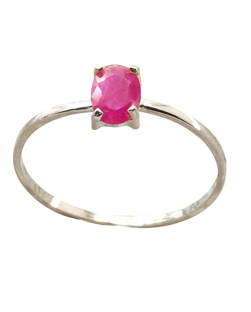 SORTIJA RUBI OVAL 6x4MM 0.53 CT.ORO BLANCO