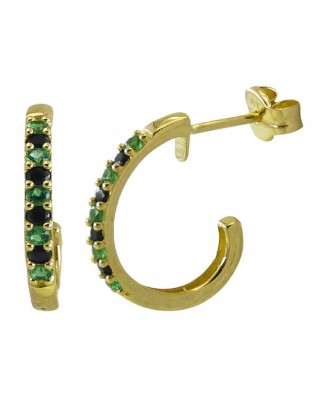 ARO ABIERTO 13MM PIEDRAS NEGRAS Y VERDES.