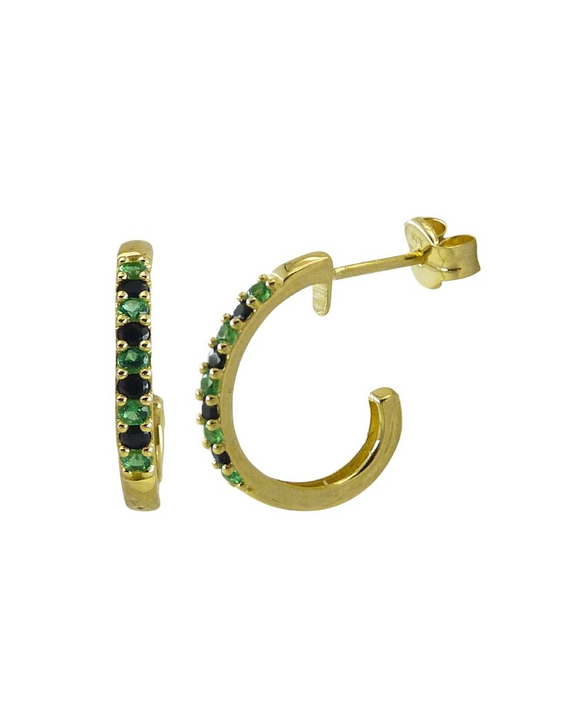 ARO ABIERTO 13MM PIEDRAS NEGRAS Y VERDES.