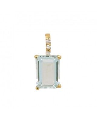 COLGANTE AGUAMARINA 7x5MM 0.98 CT 3 BRILLANTES 1MM H-SI 0.015 CT TW
