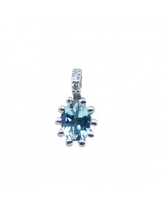 COLGANTE AGUAMARINA OVAL  5x4MM 3 BRILLANTES 1MM H-SI 0.015 CT