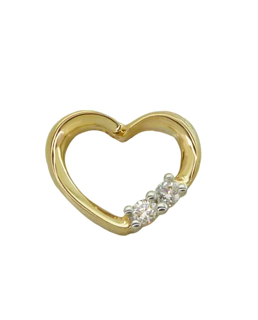 COLGANTE CORAZÓN 11x9MM 2 BRILLANTES 0.05 CT TW  H-SI