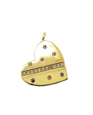 COLGANTE CORAZÓN CIRCONITAS DE COLOR