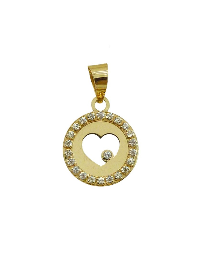COLGANTE CORAZÓN CIRCONITAS DISCO 10MM