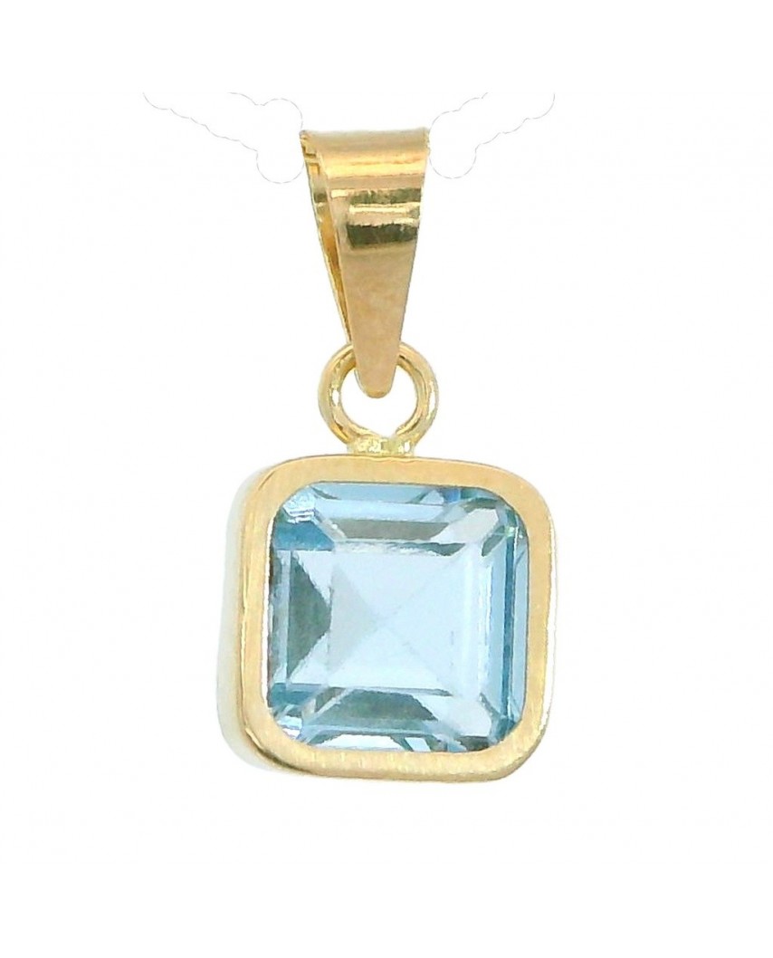 COLGANTE CUADRADO 6x6 MM PIEDRA COLOR  AGUA MARINA
