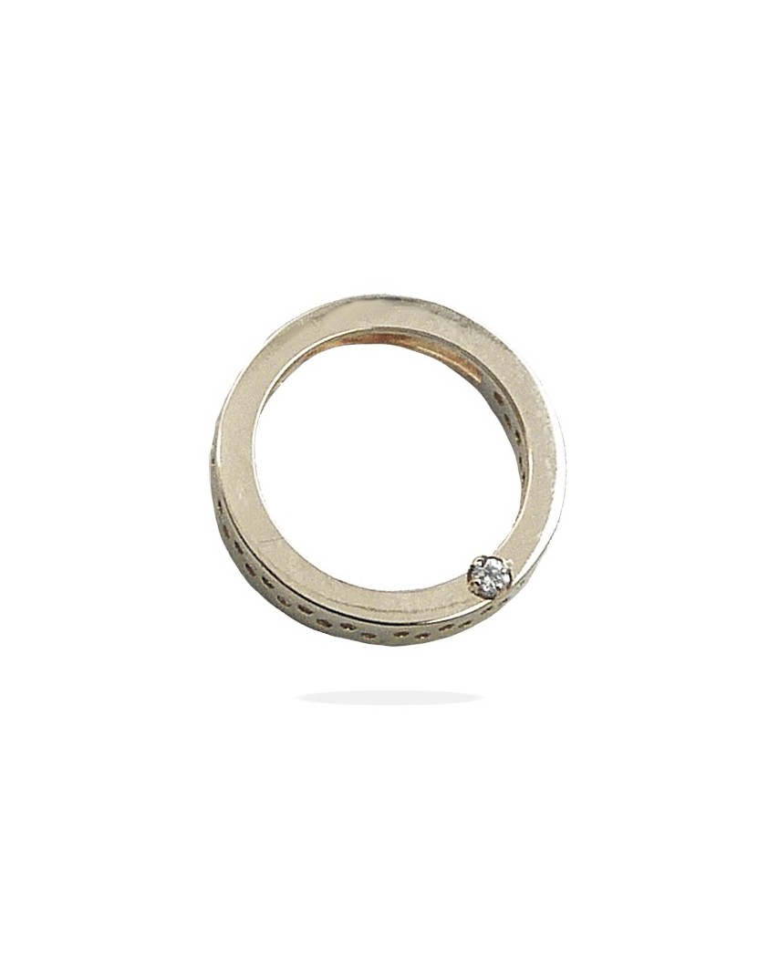 COLGANTE DISCO ORO BLANCO CON CIRCONITA 12MM