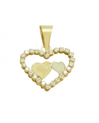 COLGANTE DOBLE CORAZÓN BICOLOR.12MM.