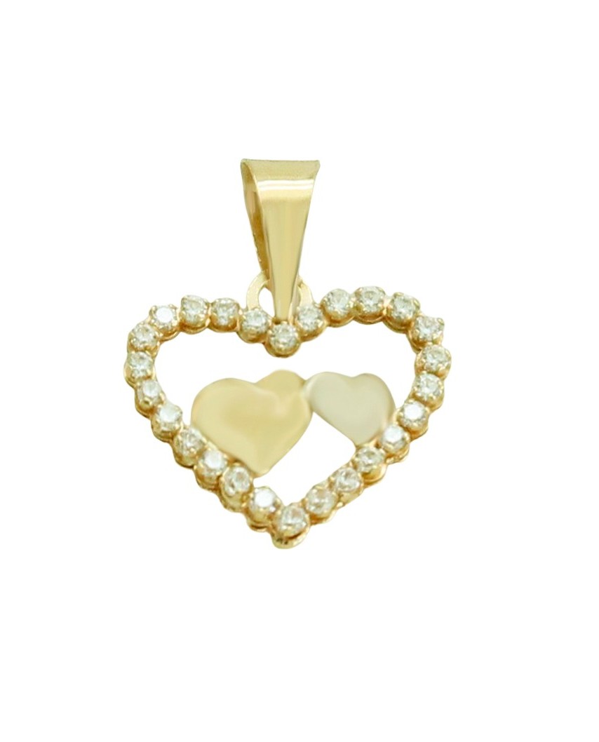 COLGANTE DOBLE CORAZÓN BICOLOR.12MM.