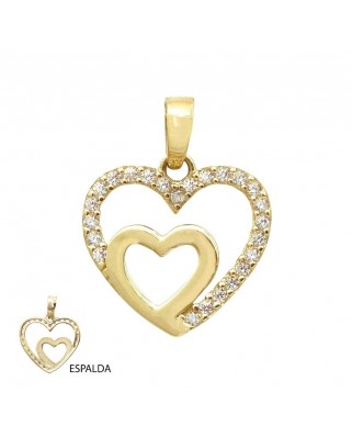 COLGANTE DOBLE CORAZÓN CON CIRCONITAS.14x13MM.