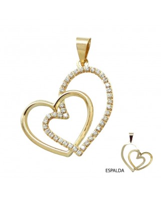 COLGANTE DOBLE CORAZÓN CON CIRCONITAS.20MM.