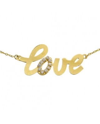 COLGANTE LOVE DE 20x11MM PIEDRAS  CON CADENA 45CM