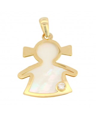 COLGANTE NIÑA NÁCAR CON CIRCONITA.20mm.