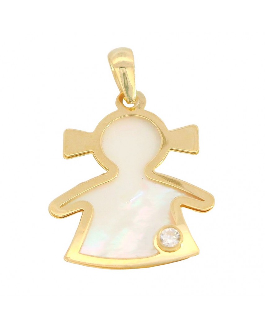 COLGANTE NIÑA NÁCAR CON CIRCONITA.20mm.