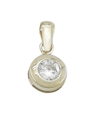 COLGANTE ORO BLANCO CHATON PIEDRA 4MM CON REASA