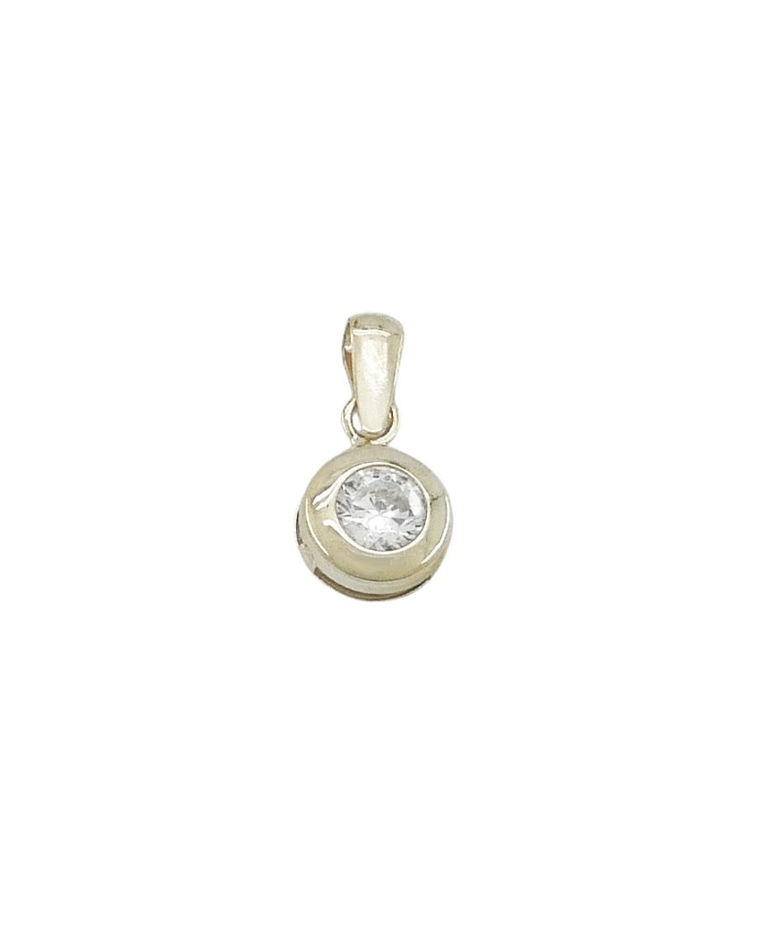 COLGANTE ORO BLANCO CHATON PIEDRA 4MM CON REASA